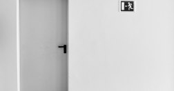 Door with exit sign